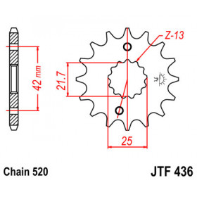 Pignon JT SPROCKETS 14 dents acier pas 520 type 436