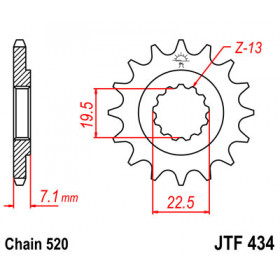 Pignon JT SPROCKETS 16 dents acier pas 520 type 434