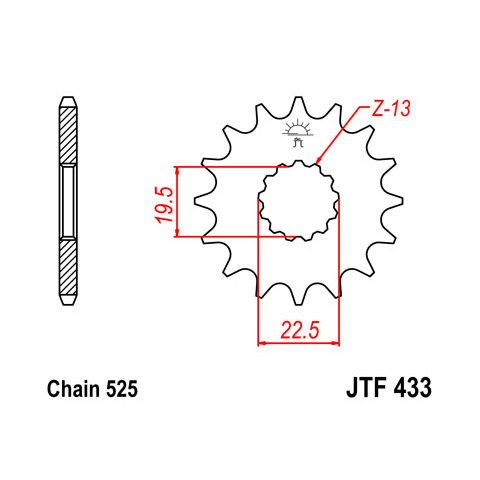 Pignon JT SPROCKETS 14 dents acier pas 525 type 433 Suzuki TS250