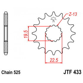 Pignon JT SPROCKETS 14 dents acier pas 525 type 433 Suzuki TS250
