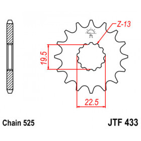 Pignon JT SPROCKETS 14 dents acier pas 525 type 433 Suzuki TS250