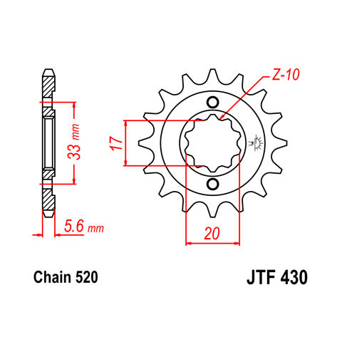Pignon JT SPROCKETS 14 dents acier pas 520 type 430 Suzuki
