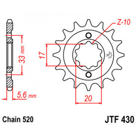 Pignon JT SPROCKETS 14 dents acier pas 520 type 430 Suzuki