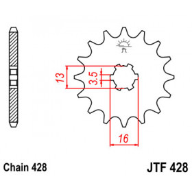 Pignon JT SPROCKETS 13 dents acier pas 428 type 428