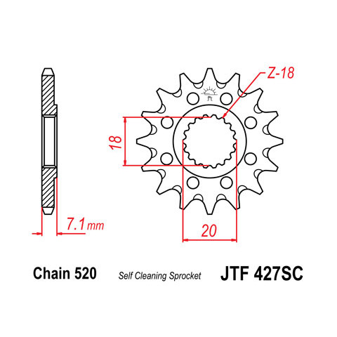 Pignon JT SPROCKETS 12 dents acier pas 520 type 427 Suzuki