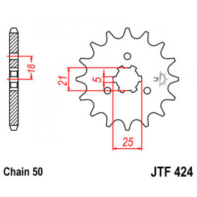 Pignon JT SPROCKETS 16 dents acier pas 428 type 424 Suzuki GT550