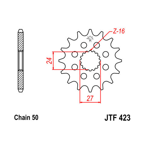 Pignon JT SPROCKETS 17 dents acier pas 530 type 423
