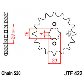 Pignon JT SPROCKETS 12 dents acier pas 520 type 422