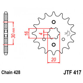 Pignon JT SPROCKETS 16 dents acier pas 428 type 417