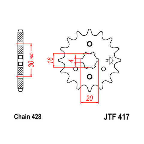 Pignon JT SPROCKETS 13 dents acier pas 428 type 417 Kawasaki KMX125