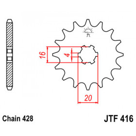 Pignon JT SPROCKETS 14 dents acier pas 428 type 416