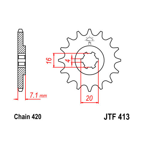 Pignon JT SPROCKETS 13 dents acier pas 420 type 413