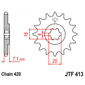 Pignon JT SPROCKETS 13 dents acier pas 420 type 413