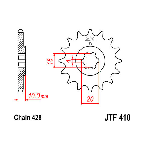 Pignon JT SPROCKETS 15 dents acier pas 428 type 410