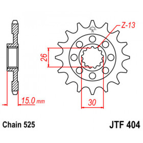 Pignon JT SPROCKETS 17 dents acier pas 525 type 404 BMW S1000RR