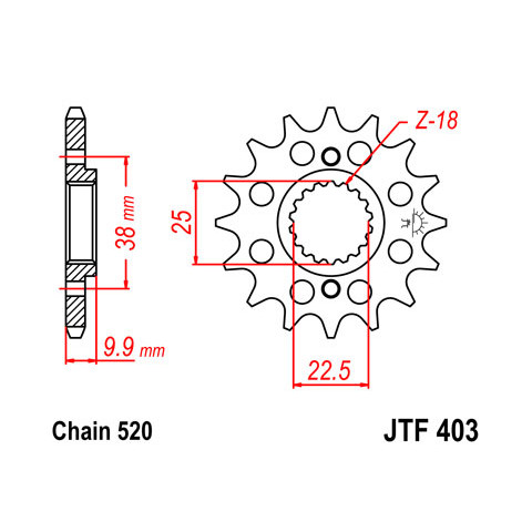 Pignon JT SPROCKETS 15 dents acier pas 520 type 403