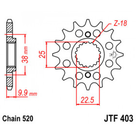 Pignon JT SPROCKETS 15 dents acier pas 520 type 403