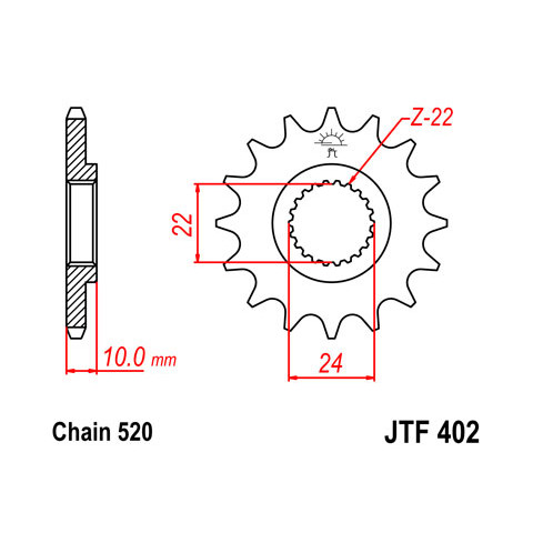 Pignon JT SPROCKETS 15 dents acier pas 520 type 402 Aprilia Tuareg 125