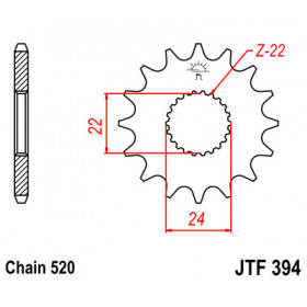 Pignon JT SPROCKETS 17 dents acier pas 520 type 394