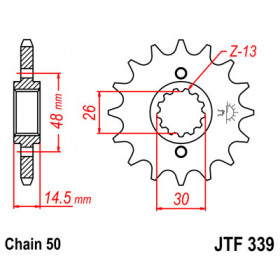 Pignon JT SPROCKETS 17 dents acier pas 530 type 339