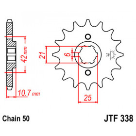 Pignon JT SPROCKETS 17 dents acier pas 530 type 338