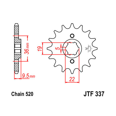 Pignon JT SPROCKETS 14 dents acier pas 520 type 337 Honda CR250R