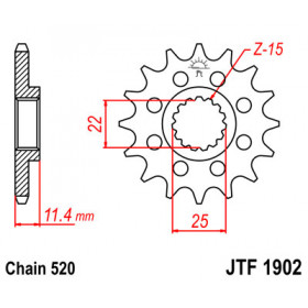 Pignon JT SPROCKETS 17 dents acier pas 520 type 1902 KTM