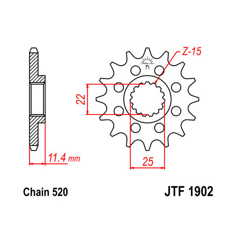 Pignon JT SPROCKETS 14 dents acier pas 520 type 1902 KTM