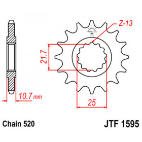 Pignon JT SPROCKETS 16 dents acier pas 520 type 1595