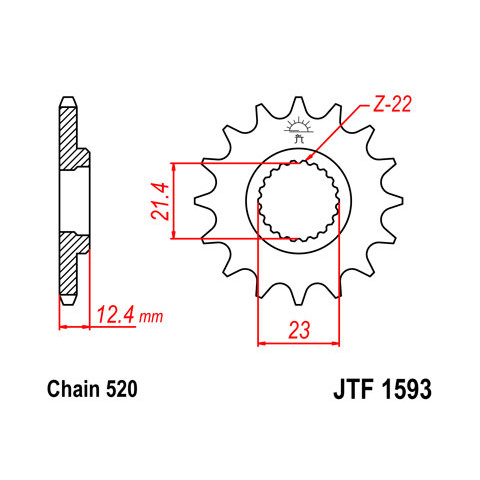 Pignon JT SPROCKETS 14 dents acier pas 520 type 1593 Yamaha YMF250R Raptor