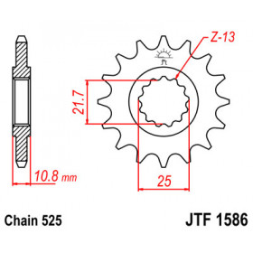 Pignon JT SPROCKETS 17 dents acier pas 525 type 1586