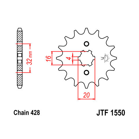 Pignon JT SPROCKETS 14 dents acier pas 428 type 1550