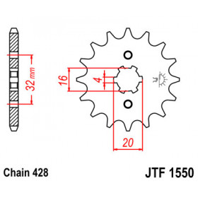 Pignon JT SPROCKETS 14 dents acier pas 428 type 1550