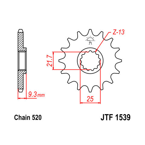 Pignon JT SPROCKETS 14 dents acier pas 520 type 1539