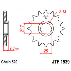 Pignon JT SPROCKETS 14 dents acier pas 520 type 1539
