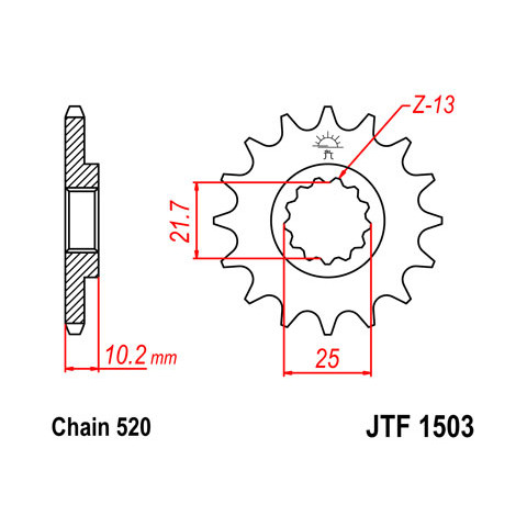 Pignon JT SPROCKETS 12 dents acier pas 525 type 1503