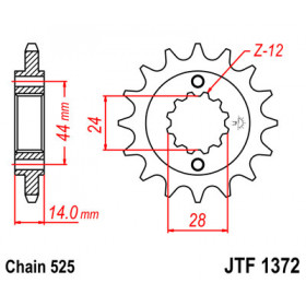 Pignon JT SPROCKETS 17 dents acier pas 525 type 1372