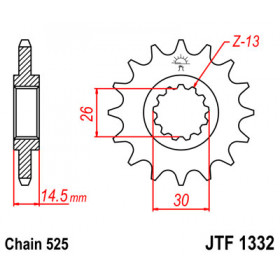 Pignon JT SPROCKETS 17 dents acier pas 525 type 1332