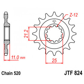 Pignon JT SPROCKETS 17 dents acier pas 520 type 824 Husqvarna