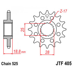 Pignon JT SPROCKETS 20 dents acier pas 525 type 405 BMW F800R