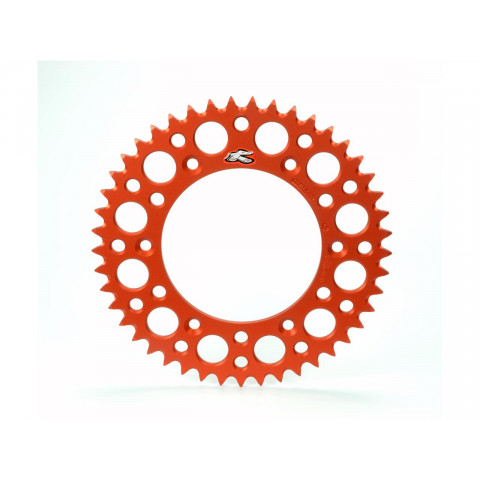 Couronne RENTHAL Ultralight™ 47 dents alu anti-boue pas 520 type 224U anodisé orange KTM