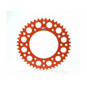 Couronne RENTHAL Ultralight™ 47 dents alu anti-boue pas 520 type 224U anodisé orange KTM