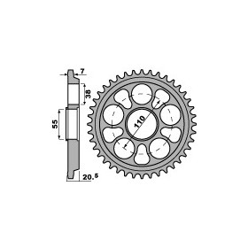 Couronne alu PBR 39 dents chaine 525 Ducati Monster 796