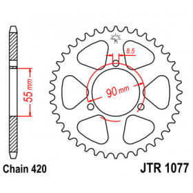 Couronne JT SPROCKETS 47 dents acier pas 420 type 1077