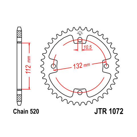 Couronne JT SPROCKETS 38 dents acier pas 520 type 1072