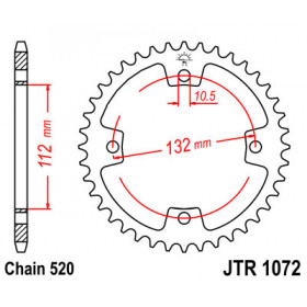 Couronne JT SPROCKETS 38 dents acier pas 520 type 1072