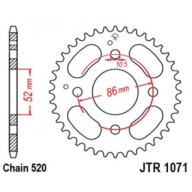 Couronne JT SPROCKETS 30 dents acier pas 520 type 1071 Kymco