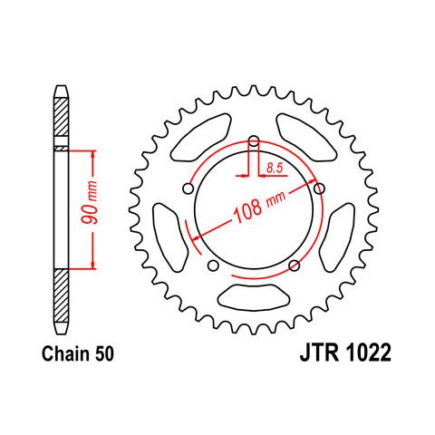 Couronne JT SPROCKETS 40 dents acier pas 530 type 1022