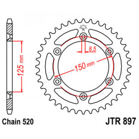 Couronne JT SPROCKETS 38 dents acier pas 520 type 897