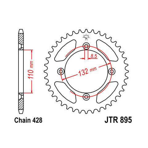 Couronne JT SPROCKETS 46 dents acier pas 428 type 895